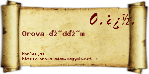 Orova Ádám névjegykártya